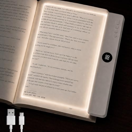 Luz LED inteligente para libros recargable con tres tonos de luz y pinza plana