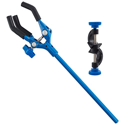 Olycraft Lab Clamp 3 Prong Finger Style Beaker Clamp Rubber-Coated Head With Holder Boss Heads For Laboratory Metalware Set - Blue #TOP24