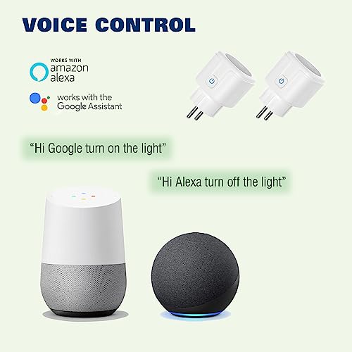 PHEANOO 16A WiFi Smart Plug with Energy Monitoring - 2 Pack, Alexa & Google Home Compatible