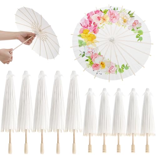 Noamus 10 Pack Parasol Paper Umbrellas, 12