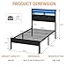 Furnulem Twin Bed Frames with Charging Station and LED Lights, Wood Headboard with 2 Fabric Drawers and Storage Shelves, Twin Size Platform Bed with Metal Slats, No Box Spring Needed, Black Oak