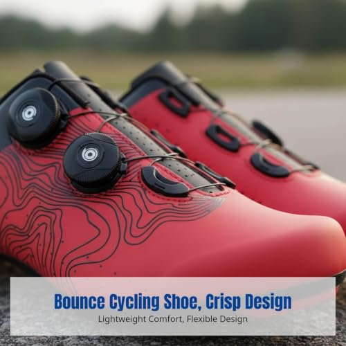 Image of Cycling Shoes, Asphalt Bike Lock Shoes, Breathable Hard Sole, Unisex Sports 36 Red Road Lock