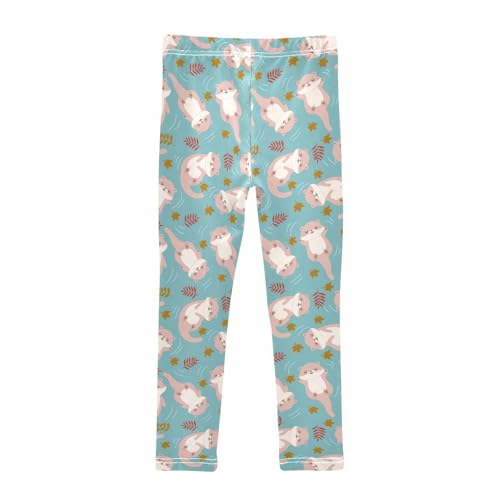 Girls Basic Leggings Baby Girls Pants Cute Otters Soft Footless Stretchy Tights Pants 4-10Y2