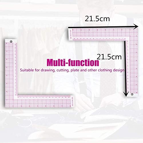 Plastic L Square Shape Ruler Curve Sewing Measure Professional Tailor Craft Tool(5808) 21.5 * 21.5cm / 8.5 * 8.5inch 28-53g