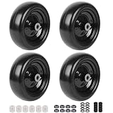(4-Pack) 9x3.50-4” Flat Free Lawnmower Tire with 4" Centered Hub, 3/4" Bushings and Wheel Assemblies - PU Tire on Wheel and Adapter Kits
