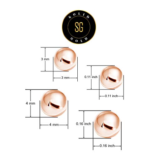 Solidgold - 14K Gold Filled Dazzling Rose Gold 3Mm 4Mm Ball Stud Earrings 2 Pair Set #TOP3