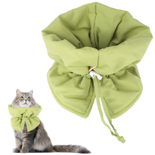 Image of BOXOB Soft & Light Adjustable Recovery Collar for Cats & Dogs (Green) | Adjustable Waterproof Polyester Cat Cone Collar Easy to Wear & Take off for Cat Dog Grooming Nail Trimming & Skin Nursing