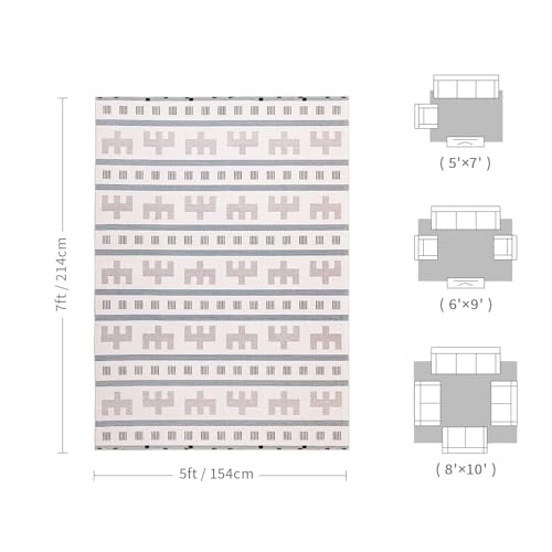 Tapete Decorativo Boho Geométrico 5x7 Beige miniatura 2