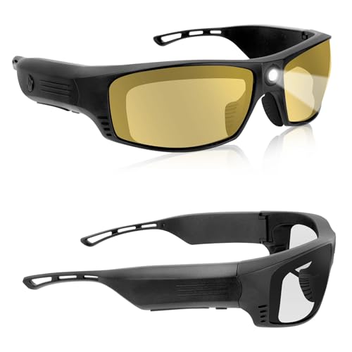 ViView Tinted Safety Glasses for Men and Women with Rechargeable LED Lights-High Lumens 13 Hours Runtime ANSI Z87.1 TR90 Frame Strap2 Lens Included