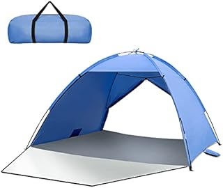 Beach Tent for 2-4 Person, UV 50+ Protection Sun Tent Windproof Beach Shade Tent Sun Shelter with Front Extended Floor SBS Zipper Rear Door for Family Camping, Fishing, Picnic, Beach