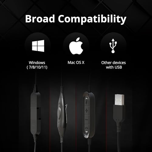 Casque d'ordinateur DataLocker filaire USB réglable avec télécommande de volume pour bureau - 4
