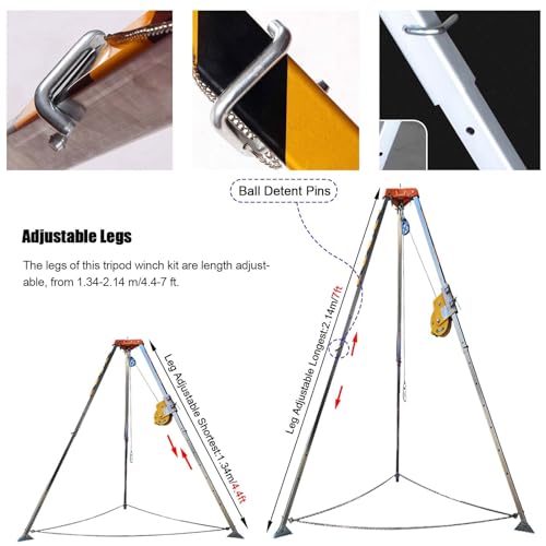 Trípode de rescate de aluminio resistente para espacios reducidos, kit de protección contra incendios de emergencia y caídas, uso industrial, equipo de seguridad para operaciones de rescate