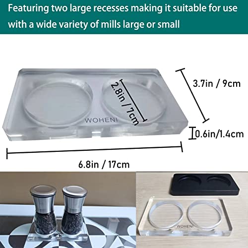 Salt And Pepper Mill Tray, Salt And Pepper Tray, Oil And Vinegar Bottles Tray, Salt And Pepper Grinder Shaker Stand | Mills Not Included (Acrylic) #TOP1