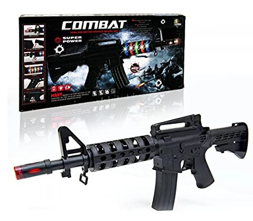 IndusBay® Light Rotating Music Combat Gun, Musical M4-1 Gun Toy with 3D LED Revolving Lights, M4 Musical Gun Toy Light Sound Gun for Kids, Black (B09BFWMN15) Amazon Price History, Amazon Price Tracker