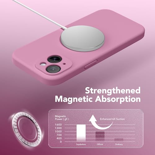 Image of Magnetic for iPhone 14 Case, Compatible with MagSafe, [Full Camera Protection][Screen Protector] Silicone Shockproof Protective Phone Case for iPhone 14 6.1 inch, Blackcurrant