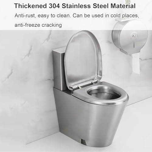 Inodoro de acero inoxidable 304, sanitario para baños, descarga sifónica, doble descarga, para hogares y lugares públicos, color dorado miniatura 3