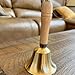 SINJEUN 4 PCS 6 Inch Brass Hand Bell, Solid Brass Hand Call Bells with Wooden Handle, Loud Ringing Bell Restaurant Call Service Bell for Christmas, School, Home, Restaurant, Bride Wedding