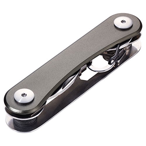 TROIKA CLEVER KEY KCL81/TI – organizer na maks. 6 kluczy – organizer na klucze, kompaktowy pęk kluczy – 6 dodatkowych funkcji – otwieracz do butelek – karabińczyk – oryginalny, srebrny tytan, 10 cm, brelok