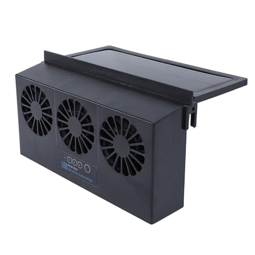 Auto-Abluftventilator, 4500 U/min, 3 Ventilatoren, Solarbetrieben, Auto-Lüftungsgitter, Kühlerventilatoren, USB-betrieben, Energiesparend, Leise,...