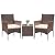 Greesum 3 Pieces Patio Dining PE Rattan Wicker Chair Furniture Set with Cushion and Glass Coffee Table for Outdoor Garden Backyard Poolside, Brown and Beige