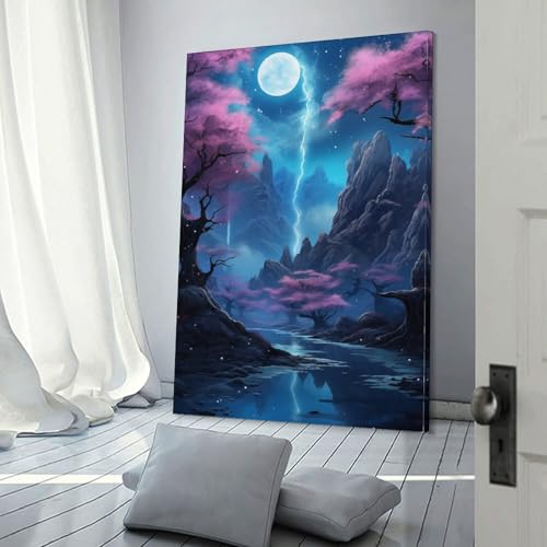 Peinture sur toile ciel nocturne féerique, un cadeau de mariage original 30x45