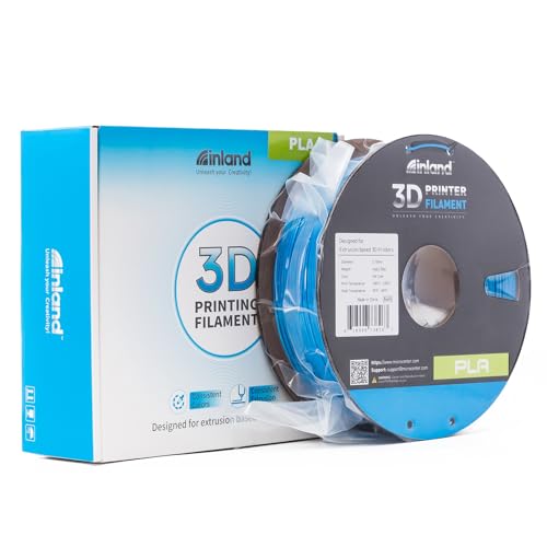 Image of INLAND Micro Center Silk PLA 3D Printer Filament 1.75mm - Cyan Blue Shiny, Dimensional Accuracy + /- 0.03 mm - 1 kg Spool (2.2 lbs), Clog Free Colorful Filaments