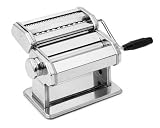Nudelmaschine Pasta Maker Edelstahl mit 7 Einstellbaren Stärkeeinstellungen und 2 Schneidern, Nudelmaschine Manuell für Spaghetti, Fettuccini, Lasagne, Geschenk (Silber)
