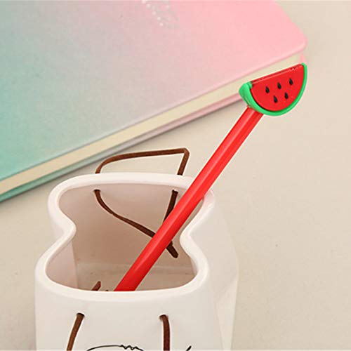 Bolígrafos gel tinta negra 6 piezas diseño kawaii frutas miniatura 7