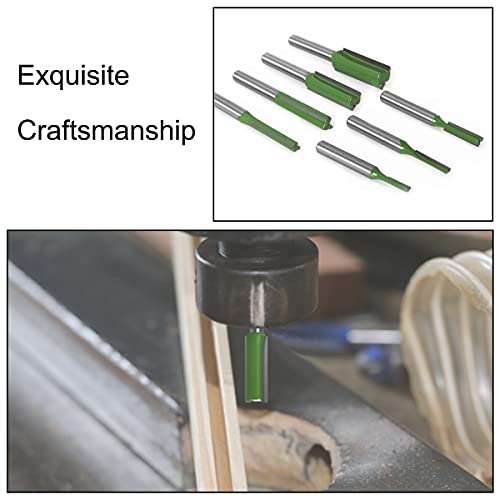 Router-Bit Set 1/4"Shank-Straight Cut Coohlyee 7 Pcs Router Bits Set Carbide Tipped Double Flute Straight Cut Router Bits Straight Bit For Trimming Cutter Cut Dia 1/8" 5/32" 3/16" 1/4" 5/16" 3/8" 15/32" #TOP5