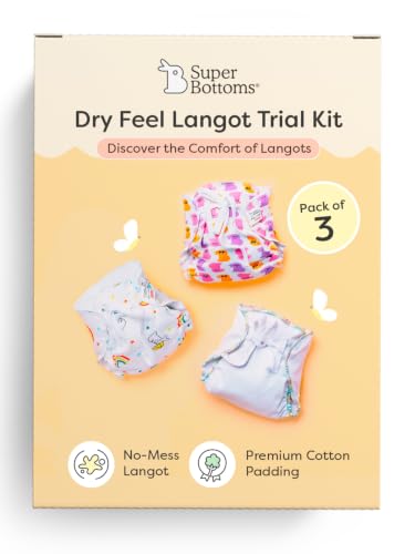 Image of SuperBottoms DryFeel Baby Langot 0-6 months l Organic Cotton Modern Baby Nappy l Mess-free Langot with Gentle Elastics l Super DryFeel Top Layer l Diaper-free Time Essential | 3 Pack