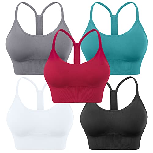 Image of Evercute Racerback Sports Bras Padded Y Racer Back Cropped Bras for Yoga Workout Fitness Low Impact