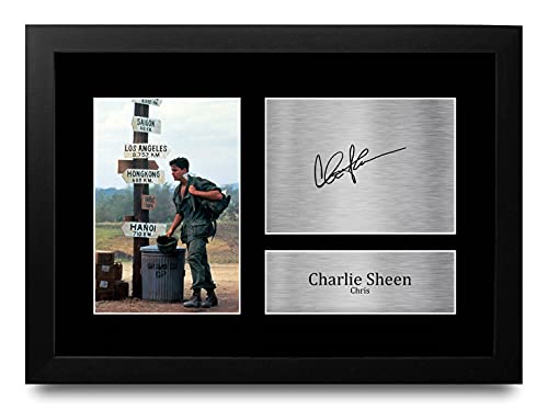HWC Trading - HWC Trading FR A4 Charlie Sheen Platoon Gifts Printed Signed Autograph Picture for Movie Memorabilia Fans - A4 Framed