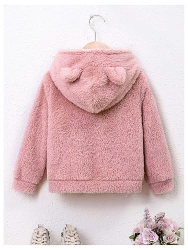 WDIRARA Toddler Girl's Cute Bear Hooded Jacket Sherpa Fuzzy Winter Warm Coat Zip Up Outerwear2