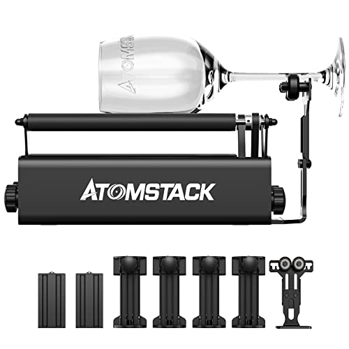 ATOMSTACK R3 Pro Engraver Rullo Rotante, Incisore asse Y Rullo Rotativo per Incisione a 360° Oggetti Cilindrici con 4 Colonne di Alzamento, 2 Albero di Supporto e 1 Telaio di Supporto