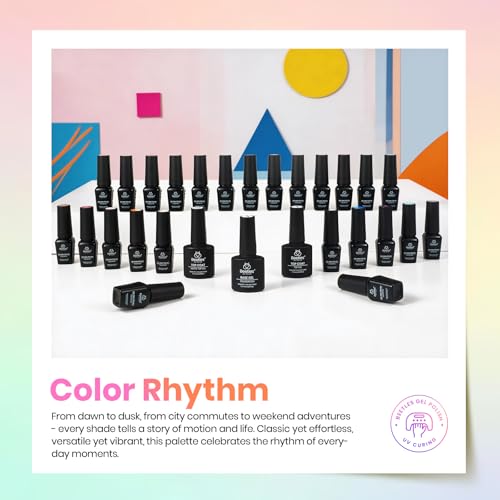 Image of Beetles Fall Gel Polish Set - Color Rhythm Colleciton, 25 Colors Yellow White Blue Red Bright Neon Green Polish with Base Top Coat Uv LED Lamp Salon DIY at Home Nails