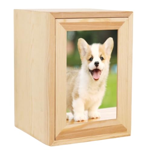 merrytime ペット用骨壺入れ メモリアルボックス 手元供養 写真立て 仏壇 木製 天然木 分骨 遺骨収納 小動物 犬 猫 パイン材 ナチュラル 思い出グッズ インテリア仏壇