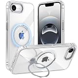 Fadkzyxr iPhone 16e / iPhone 17e 用 ケース MagSafe対応 リング360°回転スタンド機能 縦横両対応 透明 黄ばみ防止 ワイヤレス充電 いphone16e / いphone17e スマホケース レンズ保護 指紋防止 米軍規格 耐衝撃 携帯カバー アイフォン 16e / アイフォン 17e ケース マグネット搭載 車載ホルダー 6.1インチ クリア