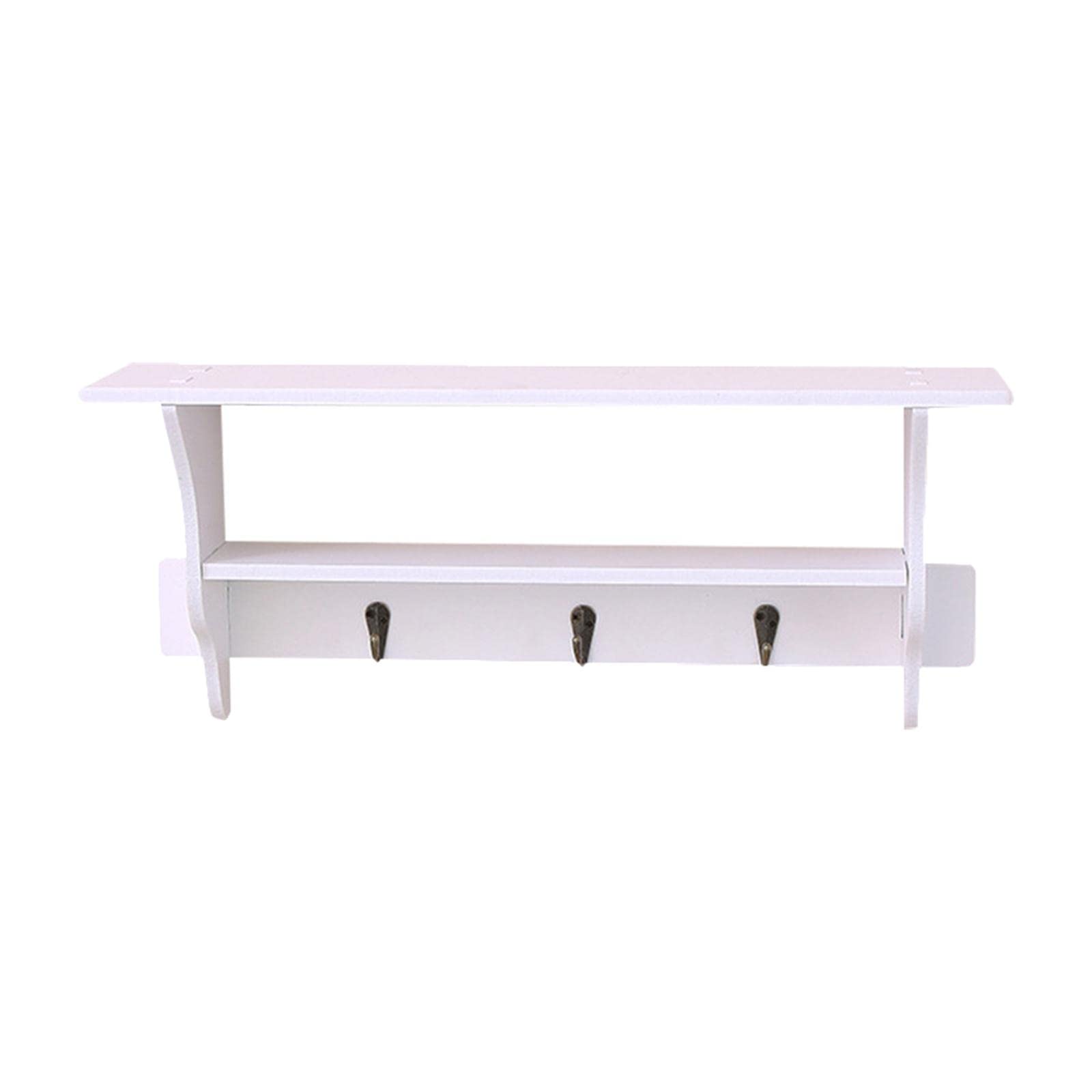 Neaxgeandx White Wood Wall Mounted Hooks With Shelf Coat Hanger For Bedroom Bathroom Decor