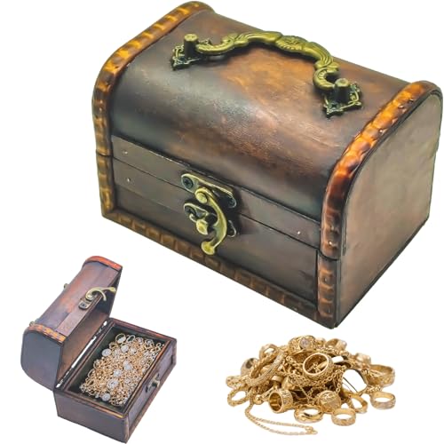 Tuxuzal Wooden Treasure Chest with Lock Vintage Treasure Chests Wooden Crates Storage Boxes