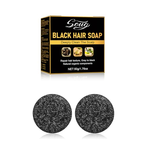 Gray Hair Reverse Bar, Black Soap for Grey Hair, Hair Darkening Soap-Deeply Nourishing Ingredients for Fast Black Hair (Yellow, 2)