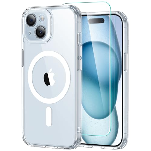 ESR iPhone 15 ケース【Magsafe対応・米軍規格】 iPhone15ケース 耐衝撃 傷防止 【強化フィルム付き】耐黄変 傷に強い背面 iPhone 15 対応 指紋防止 薄くて肌に優しいデザイン クリア