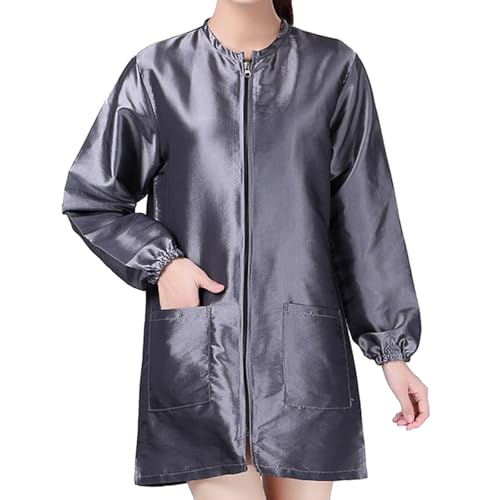 JHKNNK Mono de Técnico de Belleza Manga Larga Gris Talla L, Delantal Protector para Salón de Spa, Ropa de Trabajo para Teñir y Cortar Cabello, Traje Profesional Resistente al Agua