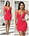 SHAPERIN Deep V Neck Mini Dress for Women Built-in Shapewear Slip Plunge Bodycon Corset Dresses Club Cocktail (Small,Red)