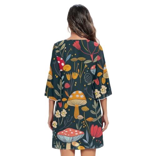 Robe manches 3/4 col V coupe ample masquant les formes - 4