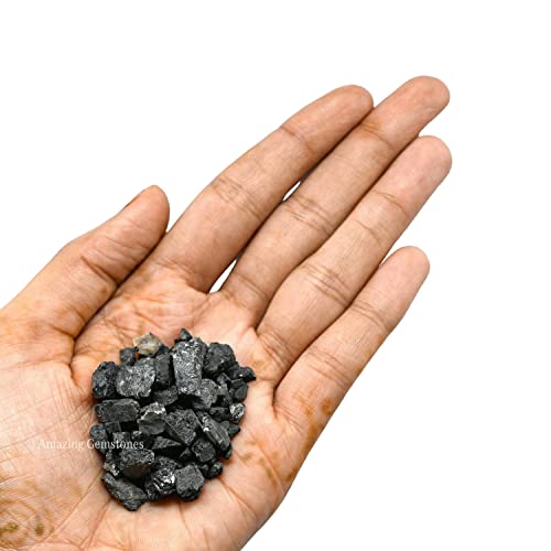 Image of Amazing Gemstone Black Tourmaline Crystal Chips Aquarium Gravel Rocks - Carnelian Chips Bulk Fish Tank Gravel, Small Tumbled Stone Chips and Tiny Crystals for Decoration (1000+ Carat Chips)