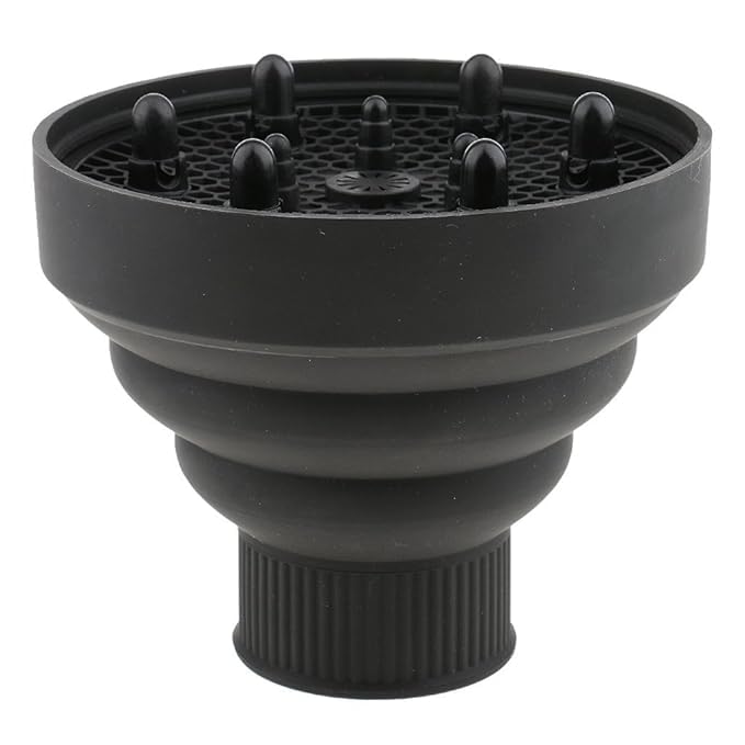 Generic Universal Colapsibl Silicone Hair Dryer Blower Diffuser Hairdressing Styling Tool Salon Curl Hair Blower Nozzle - black-image-32