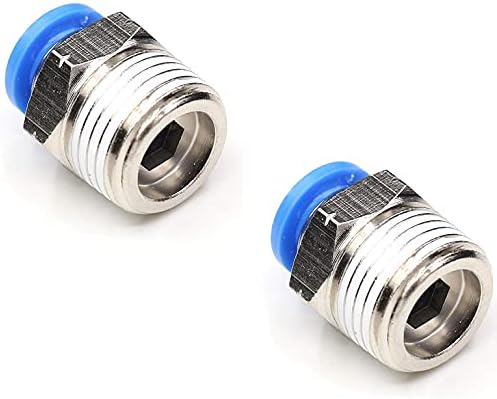 6mm 1/2 Thread Brass Pneumatic Connector Push to Connect Air Fittings Air Tube Line Quick Connect Air Tube Fittings(2-Pcs)
