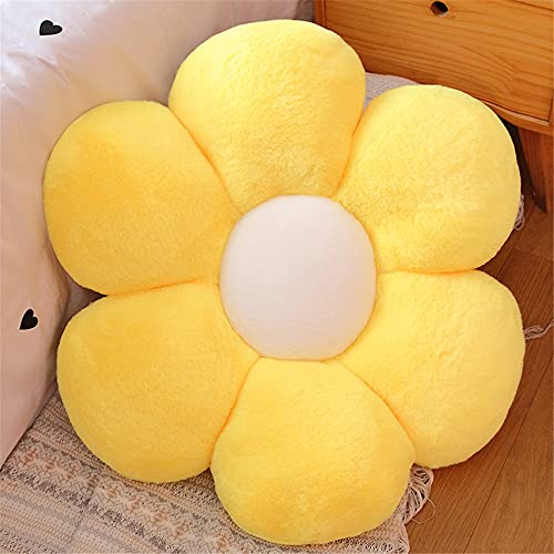 Morbuy Flower Shaped Plush Pillow Cushion Chair Seat Pad, Fluffy Soft Cute Flowers Cushion Floor Tatami Seating Pillow, Bedroom Sofa Reading Corner Decor (50cm/19.6inch,Yellow)