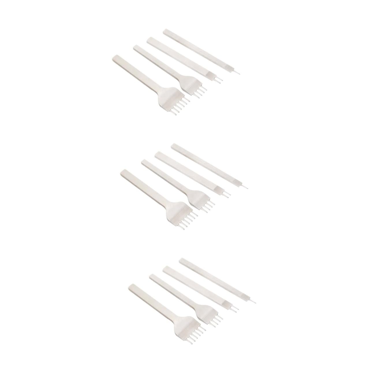 NUOBESTY 12pcs Punch Set Kit DIY Prong Diamond Chisel Leather Craft Tools Punch Tool for Edges Punching