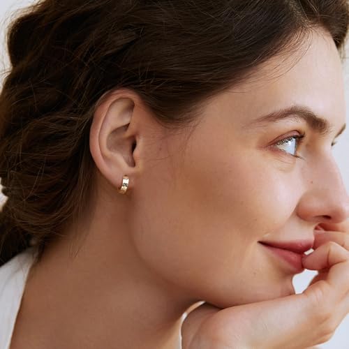 D-POW 925 Gold Crushed Ice Textured Hoop Earrings - Hypoallergenic Luxury for Women - Image 3